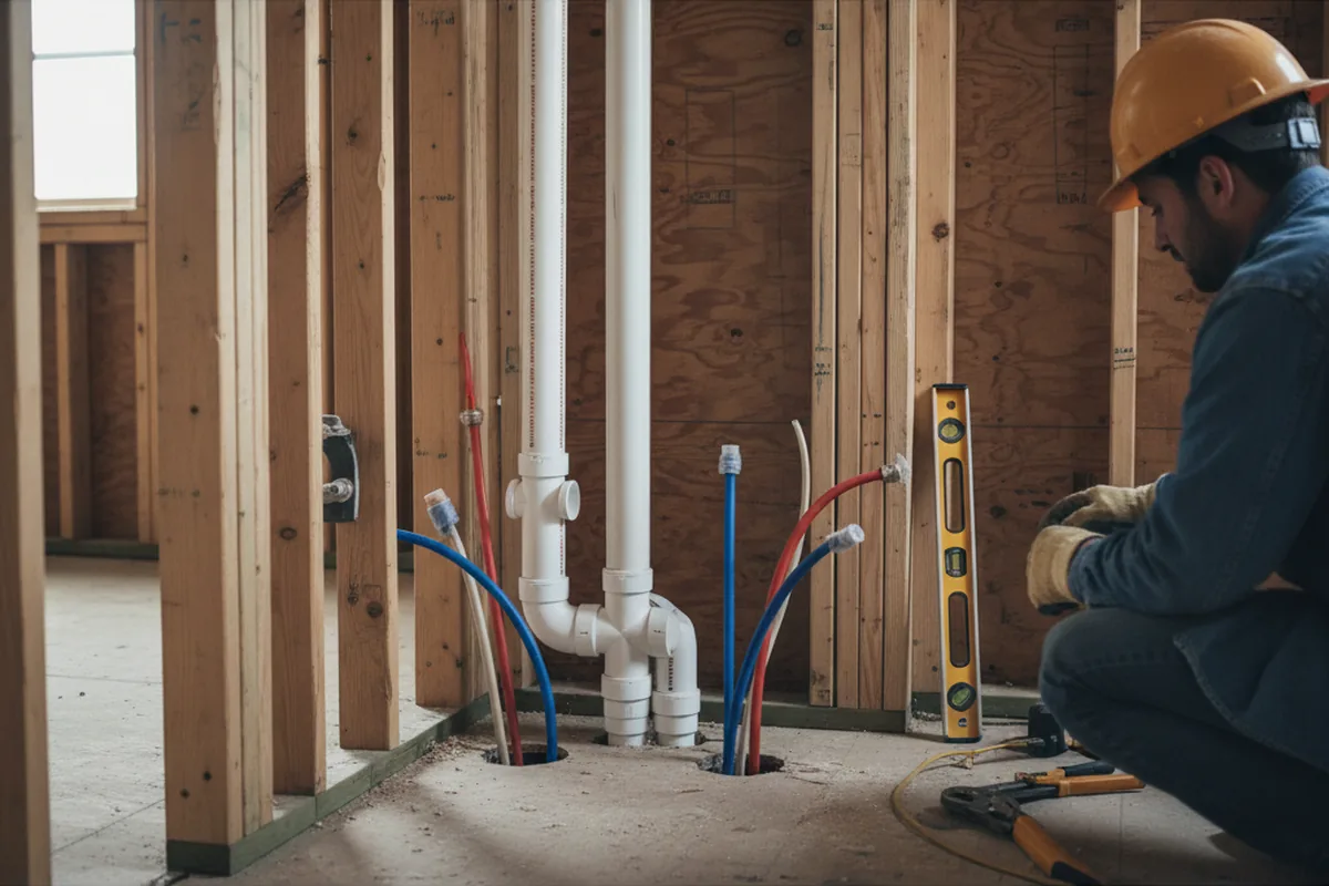 Drain and supply rough-in during Drain Cleaning in Weehawken