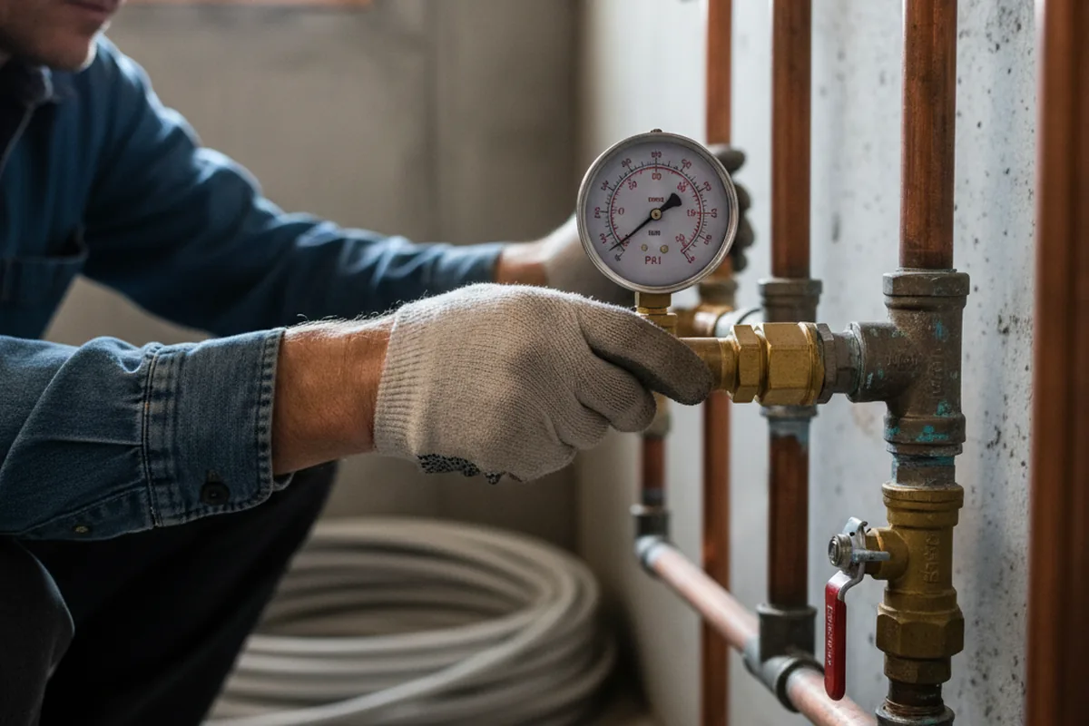 Pressure testing a repaired line during Water Line Repair in Weehawken